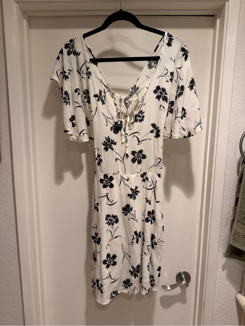 Billabong White Dress with Black Floral Print